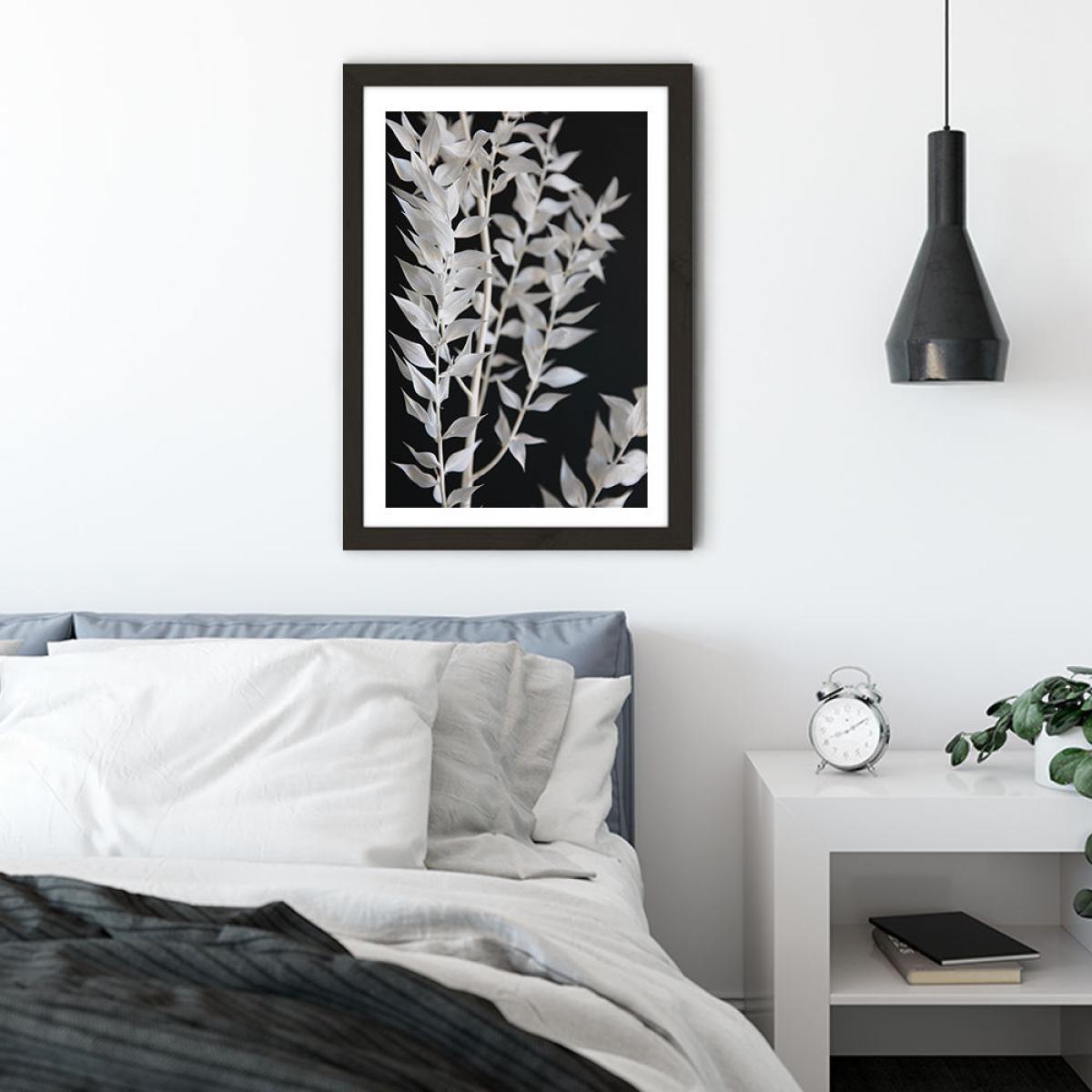 Minimal Black & White Branch Art Print Black Frame – image 4