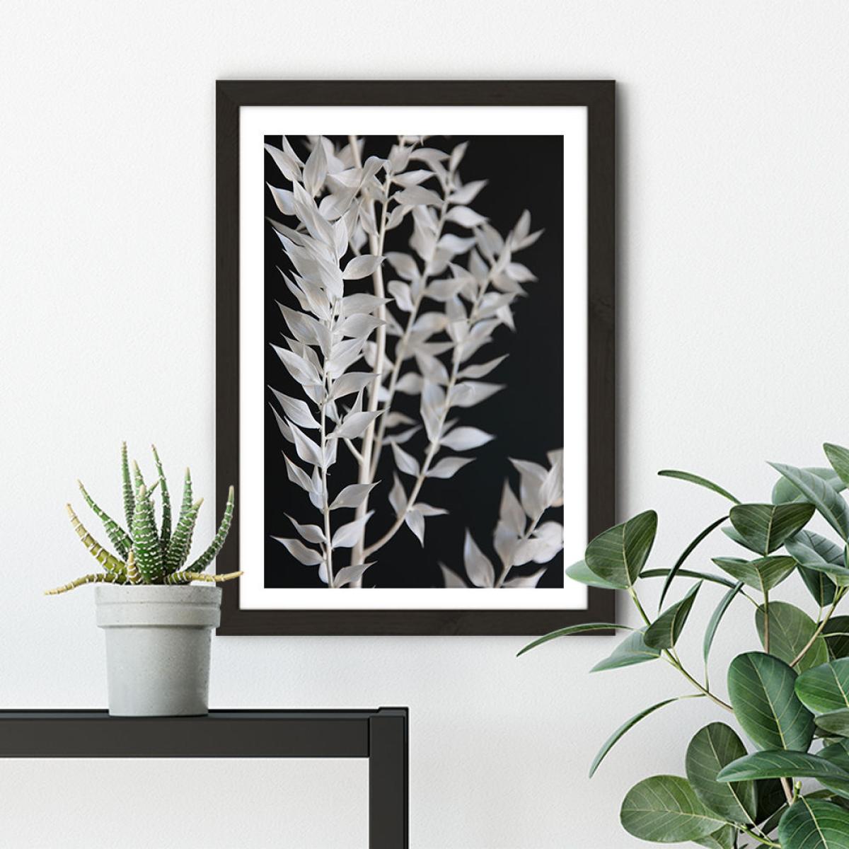 Minimal Black & White Branch Art Print Black Frame – image 5