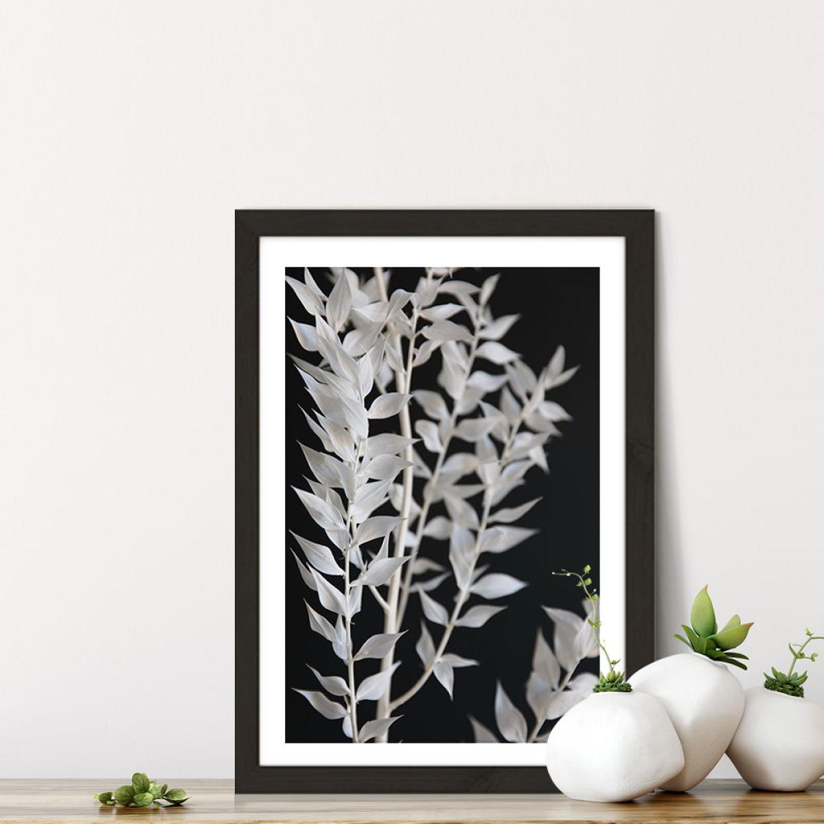 Minimal Black & White Branch Art Print Black Frame – image 6