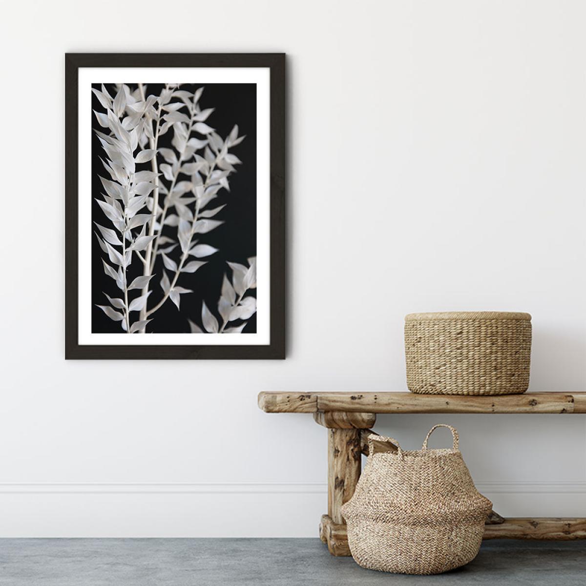 Minimal Black & White Branch Art Print Black Frame – image 7