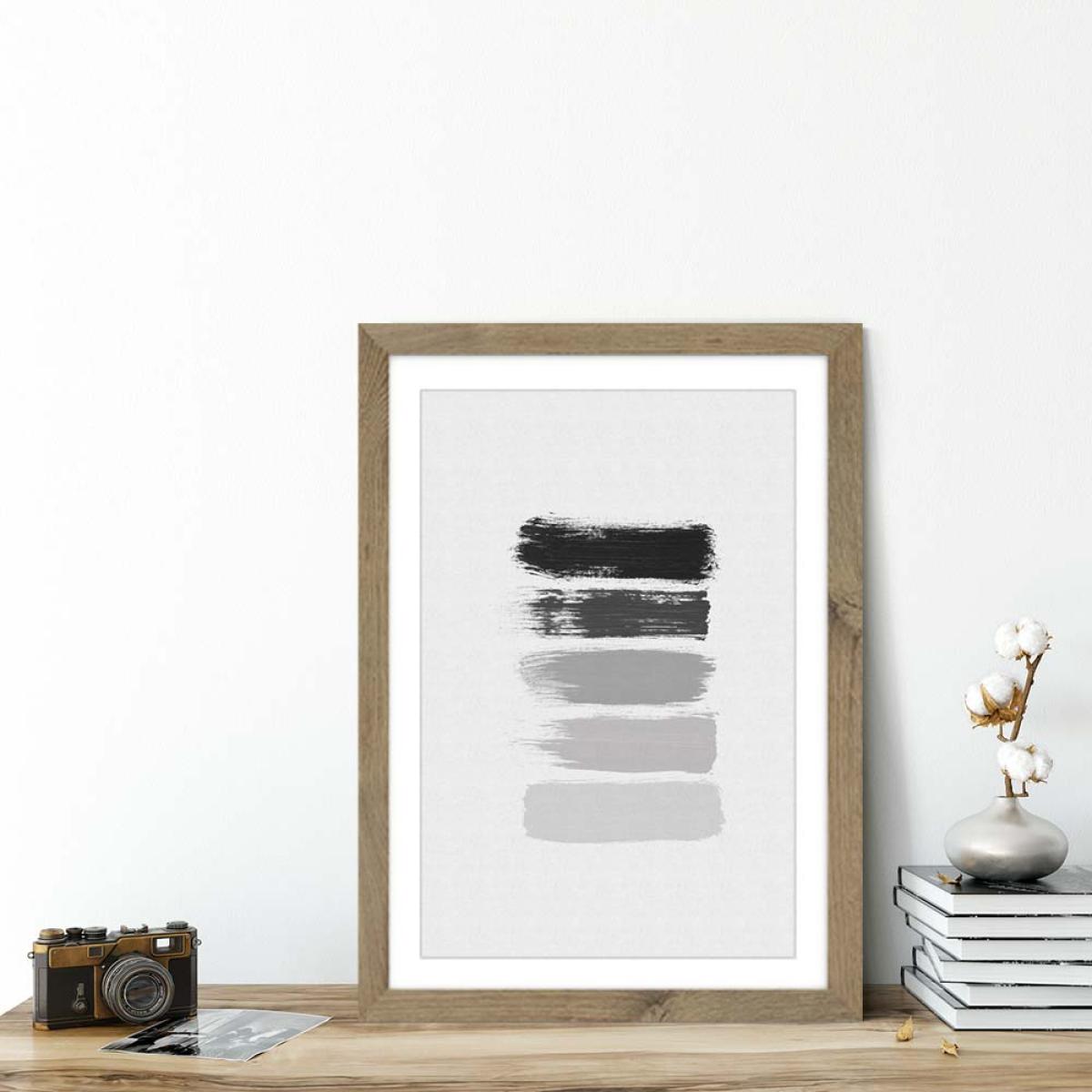 Black & White Stripes Art Print Oak Frame – image 5