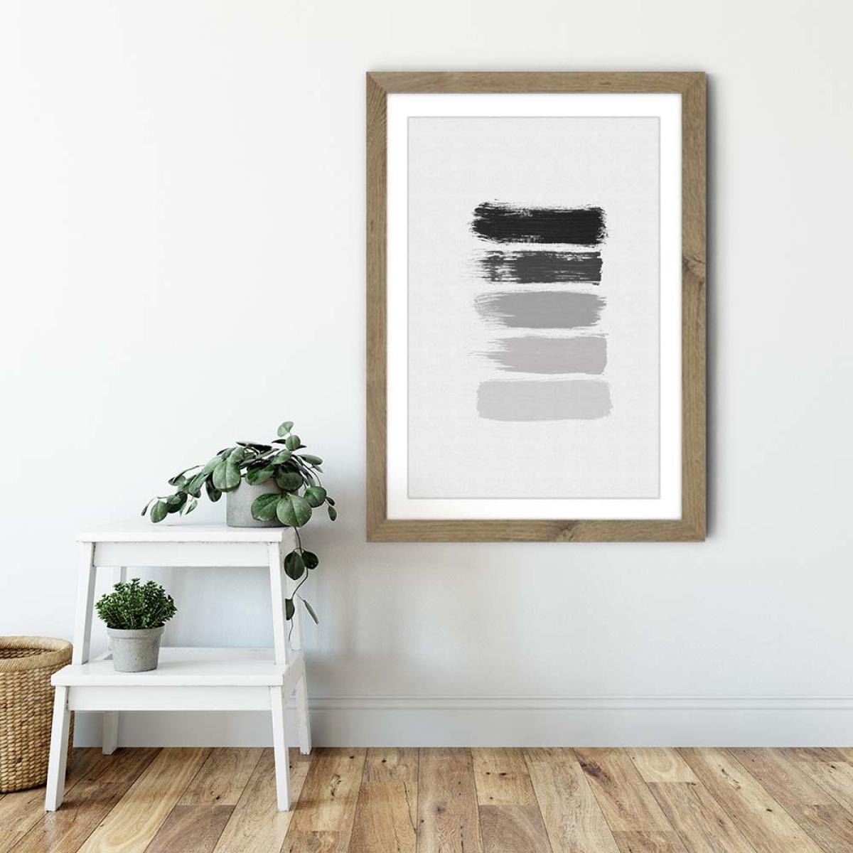 Black & White Stripes Art Print Oak Frame – image 6