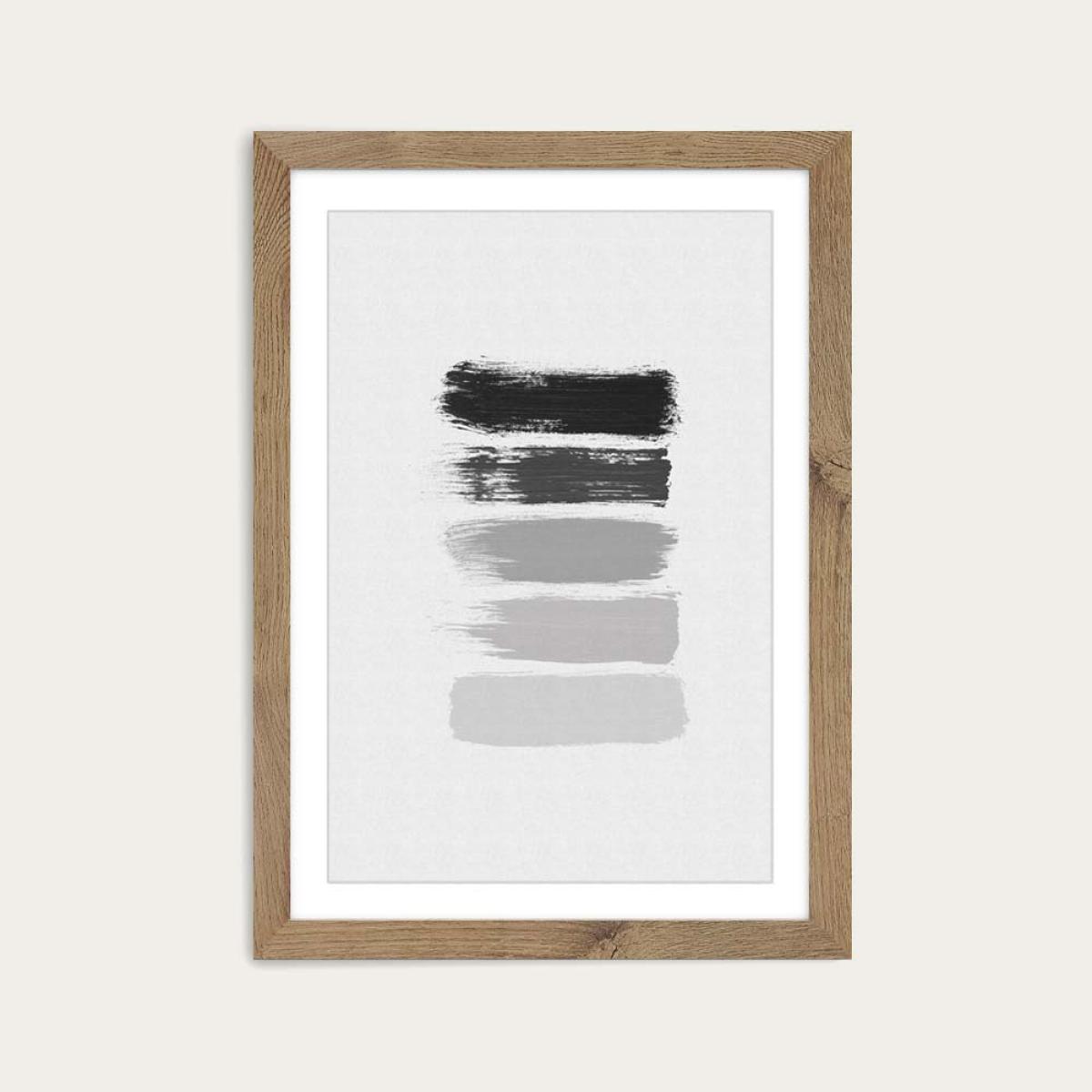 Black & White Stripes Art Print Oak Frame – image 1