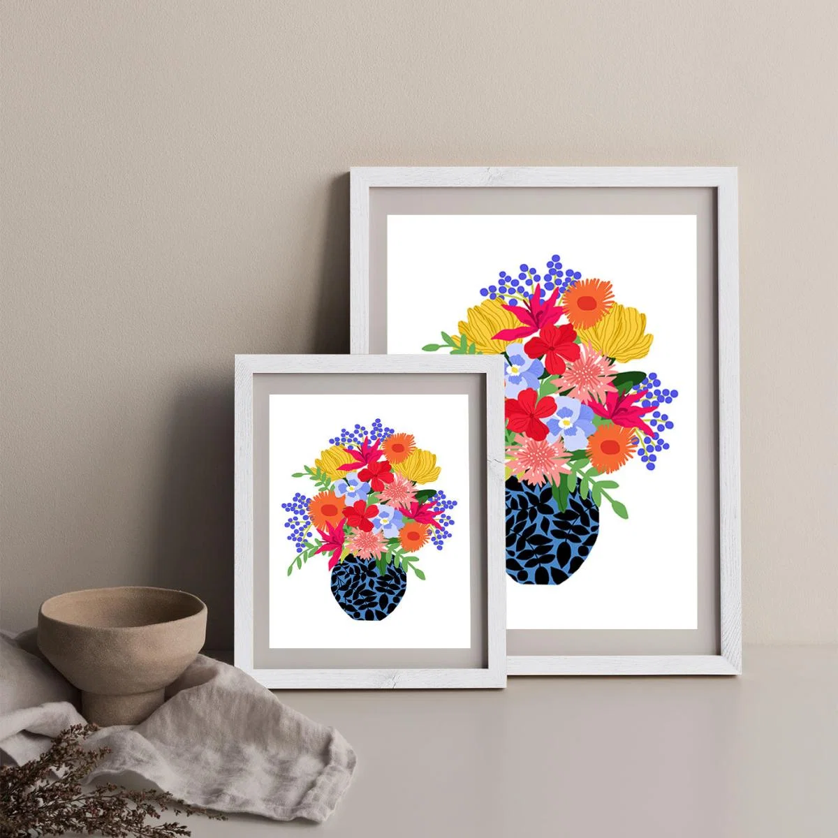 Vase Of Colorful Flowers Art Print White Frame – image 11