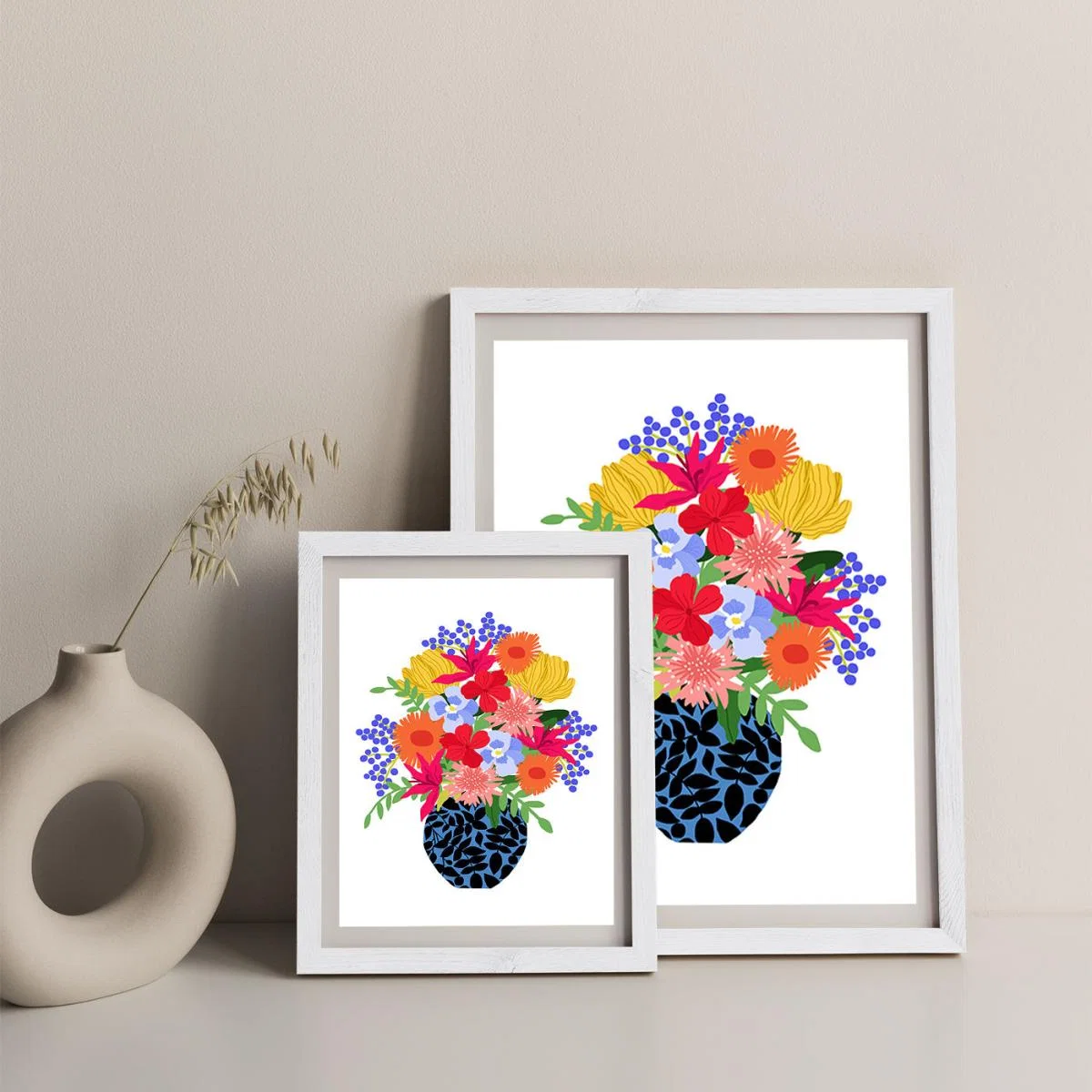Vase Of Colorful Flowers Art Print White Frame – image 9