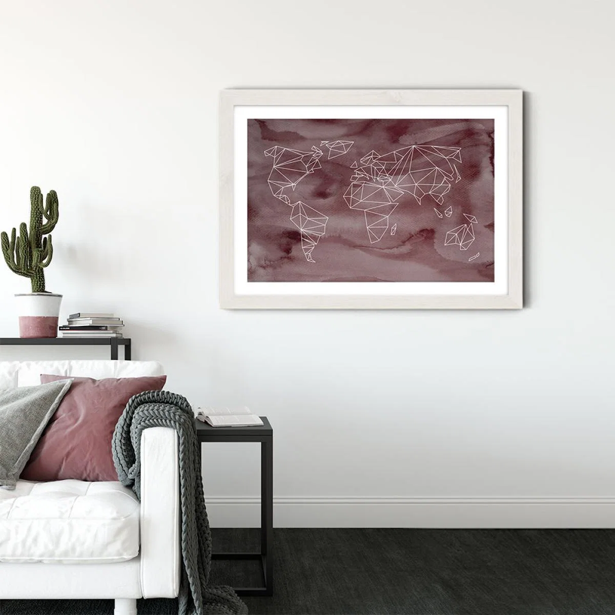 Geometrical World – Rose Aquarelle Art Print White Frame – image 5