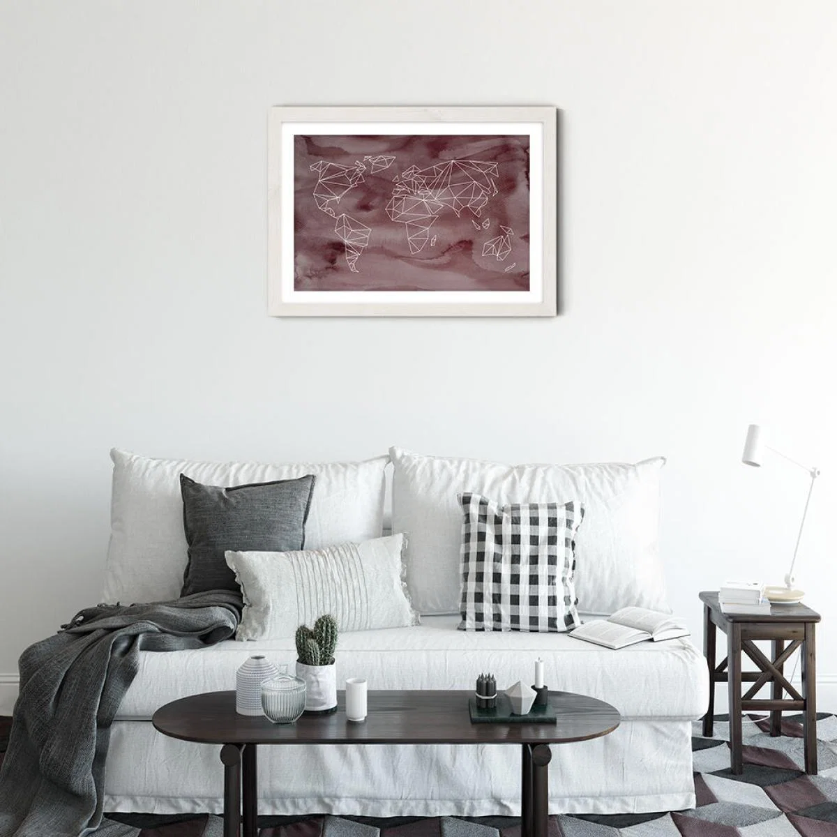 Geometrical World – Rose Aquarelle Art Print White Frame – image 6