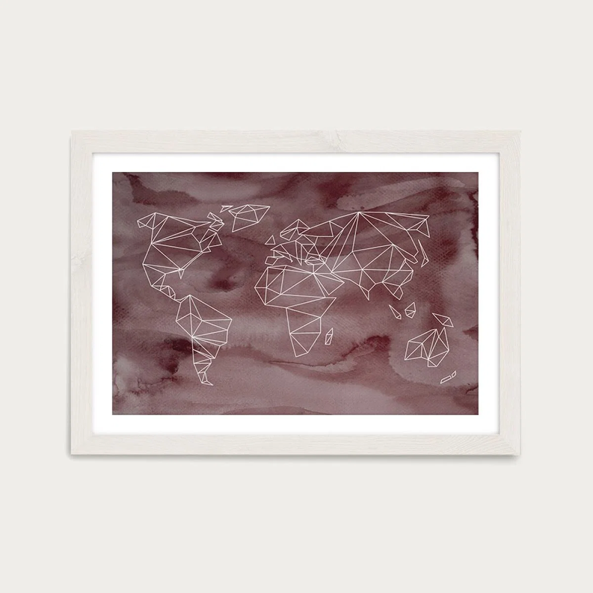 Geometrical World – Rose Aquarelle Art Print White Frame – image 1