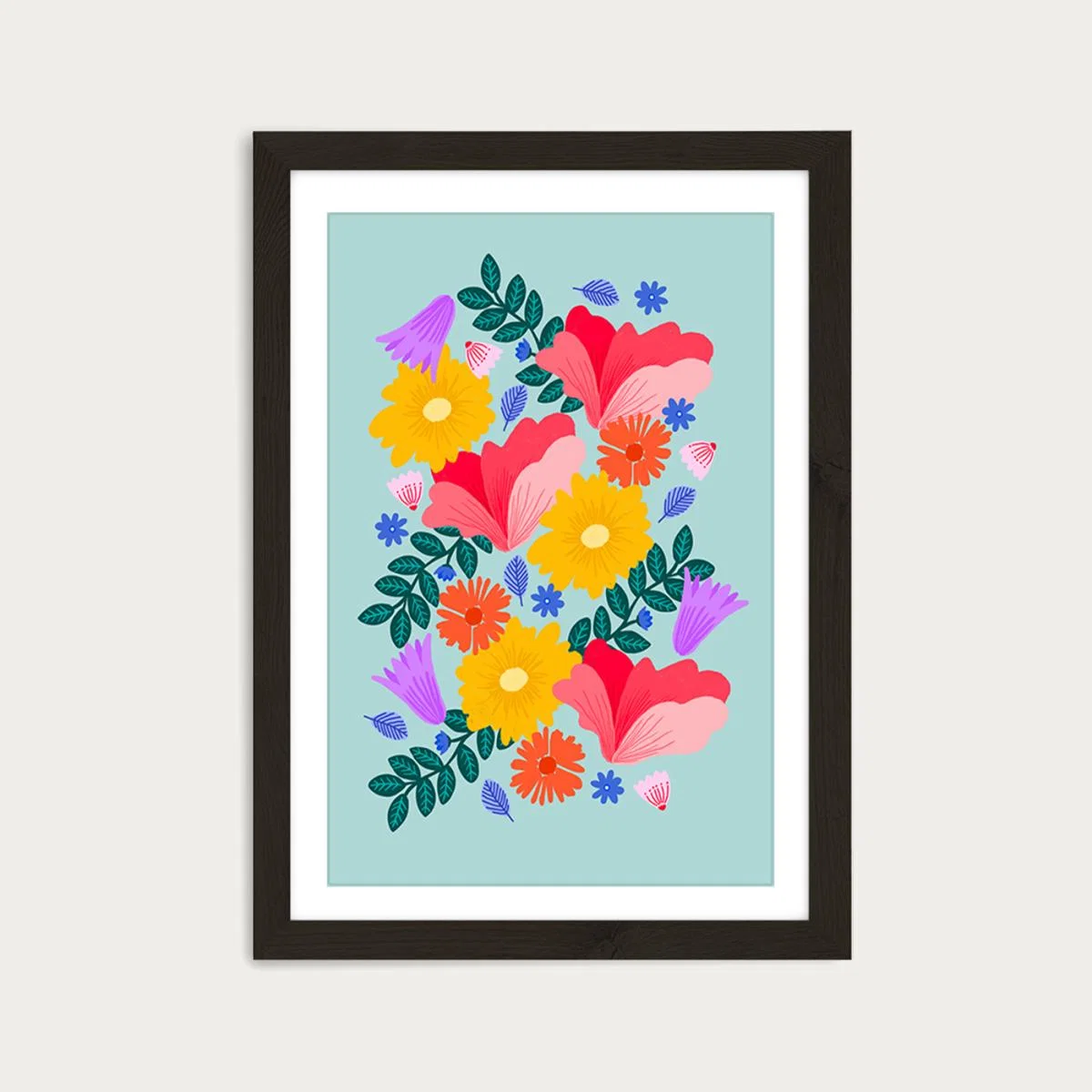 Patient Flowers Art Print Black Frame – image 1