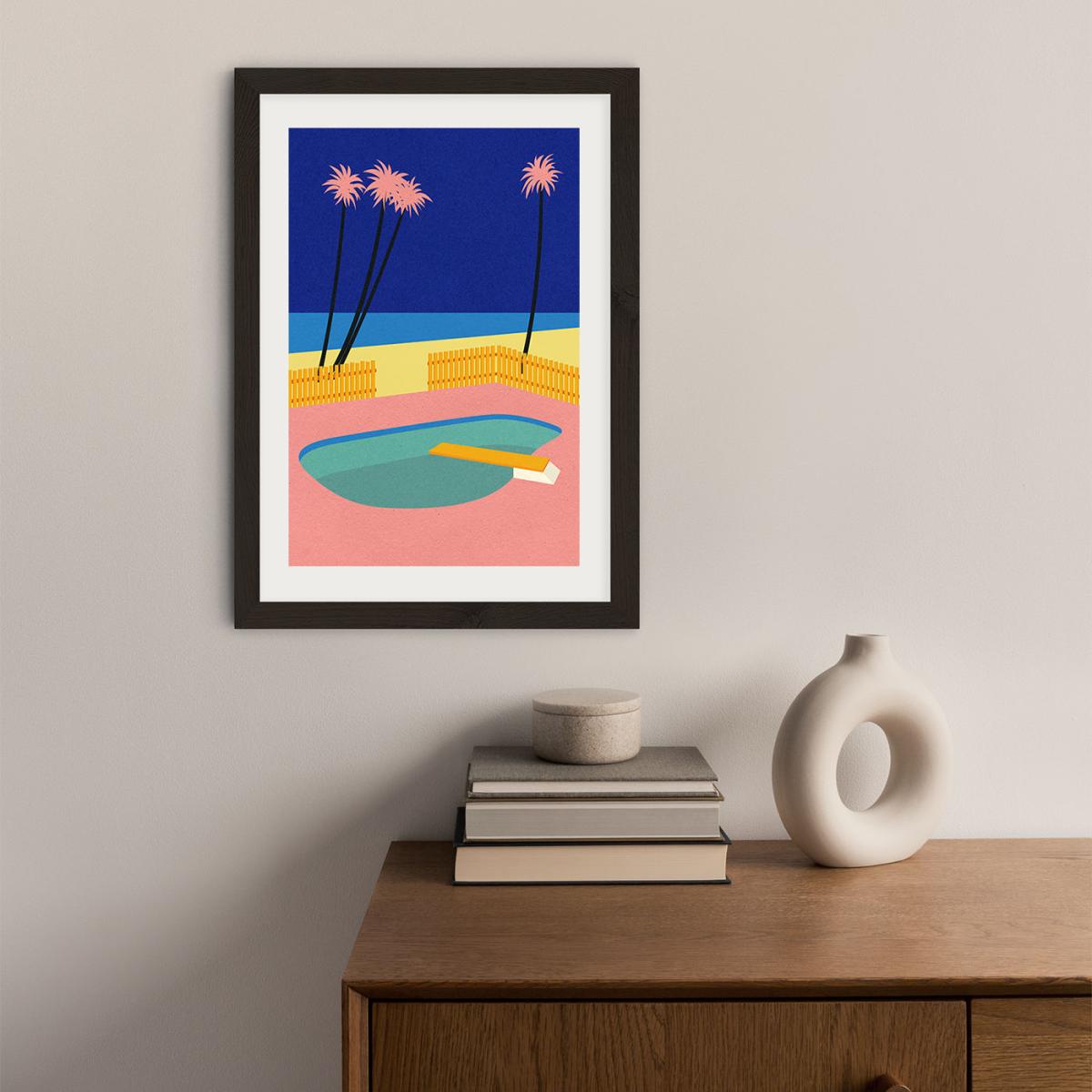 Malibu Beach Art Print Black Frame – image 2