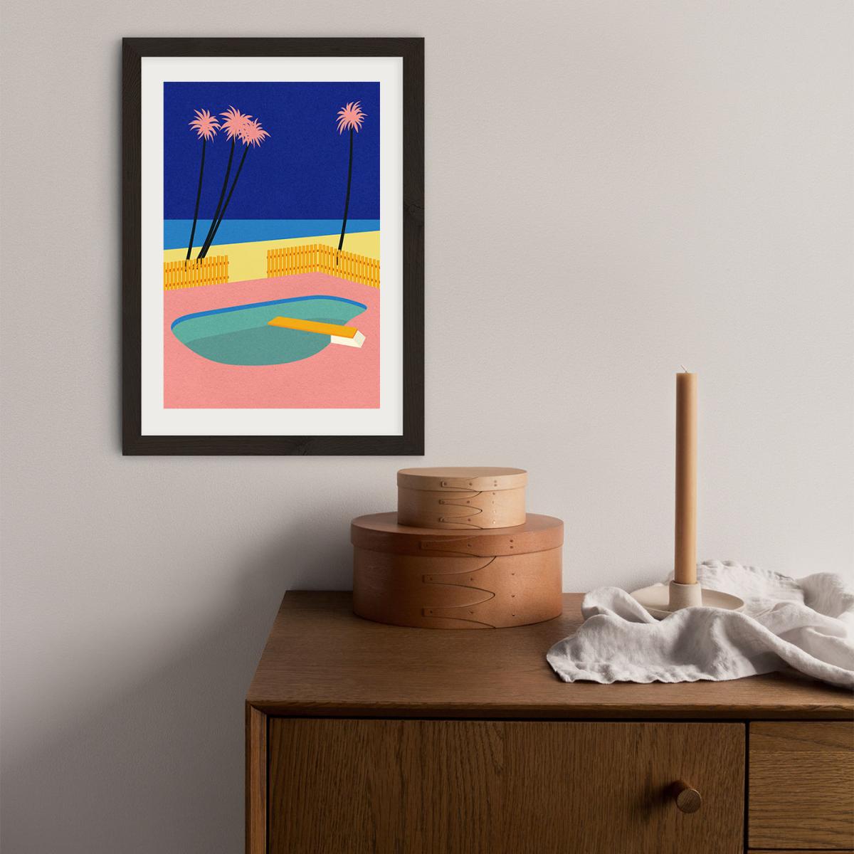 Malibu Beach Art Print Black Frame – image 3
