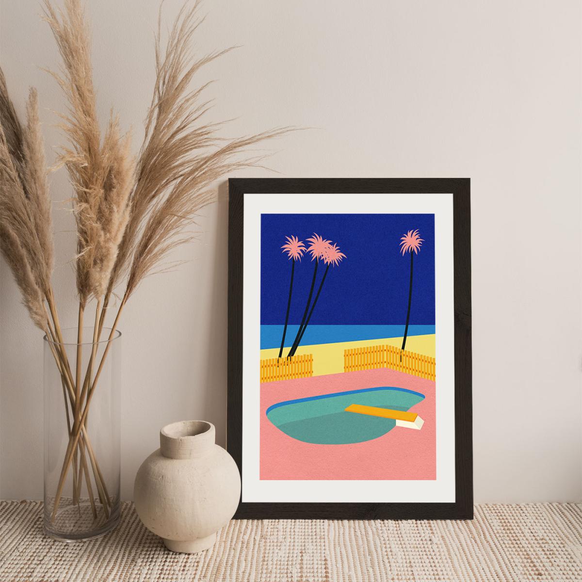 Malibu Beach Art Print Black Frame – image 4