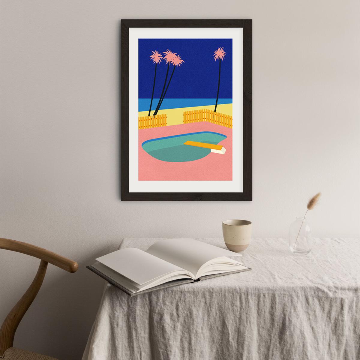 Malibu Beach Art Print Black Frame – image 5