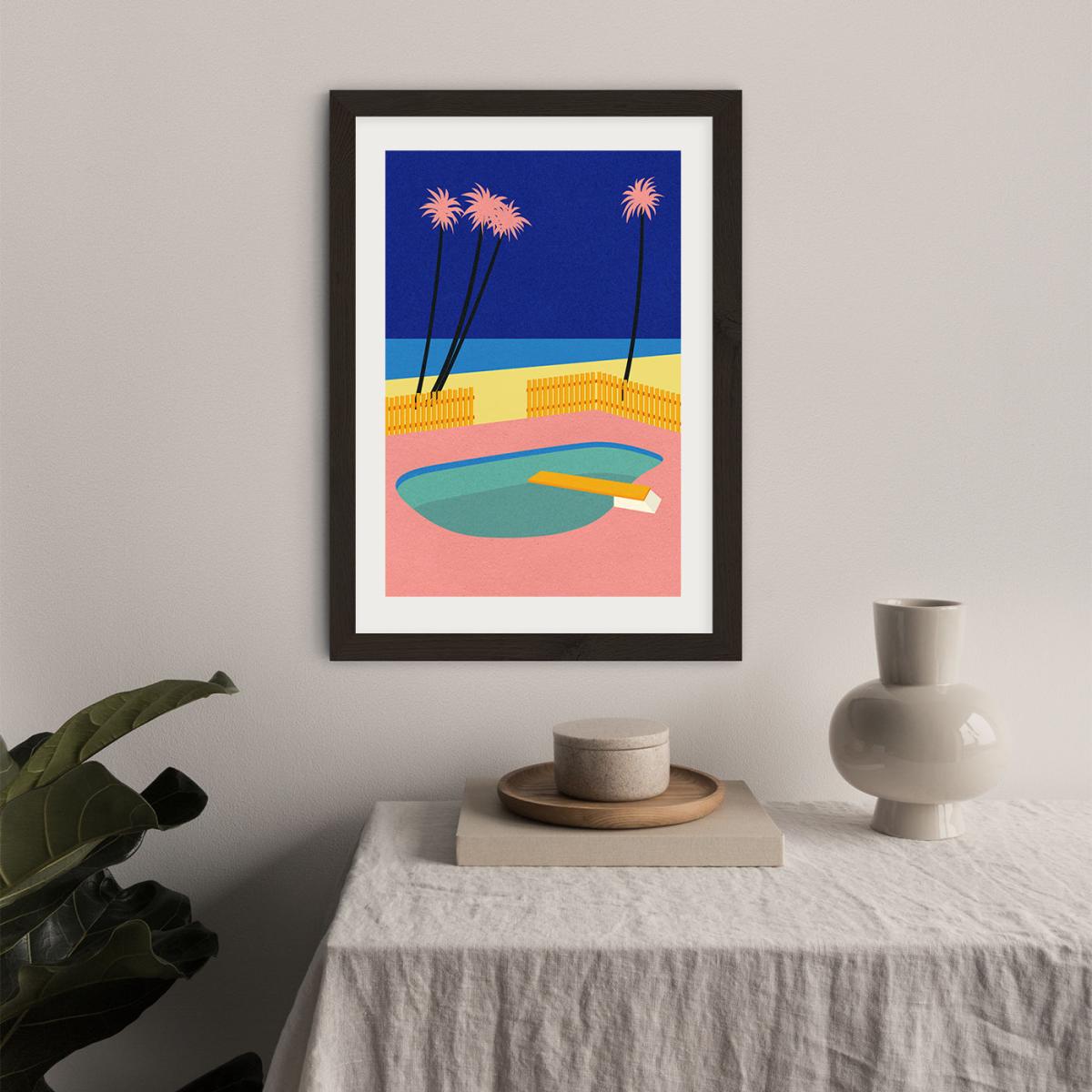 Malibu Beach Art Print Black Frame – image 8