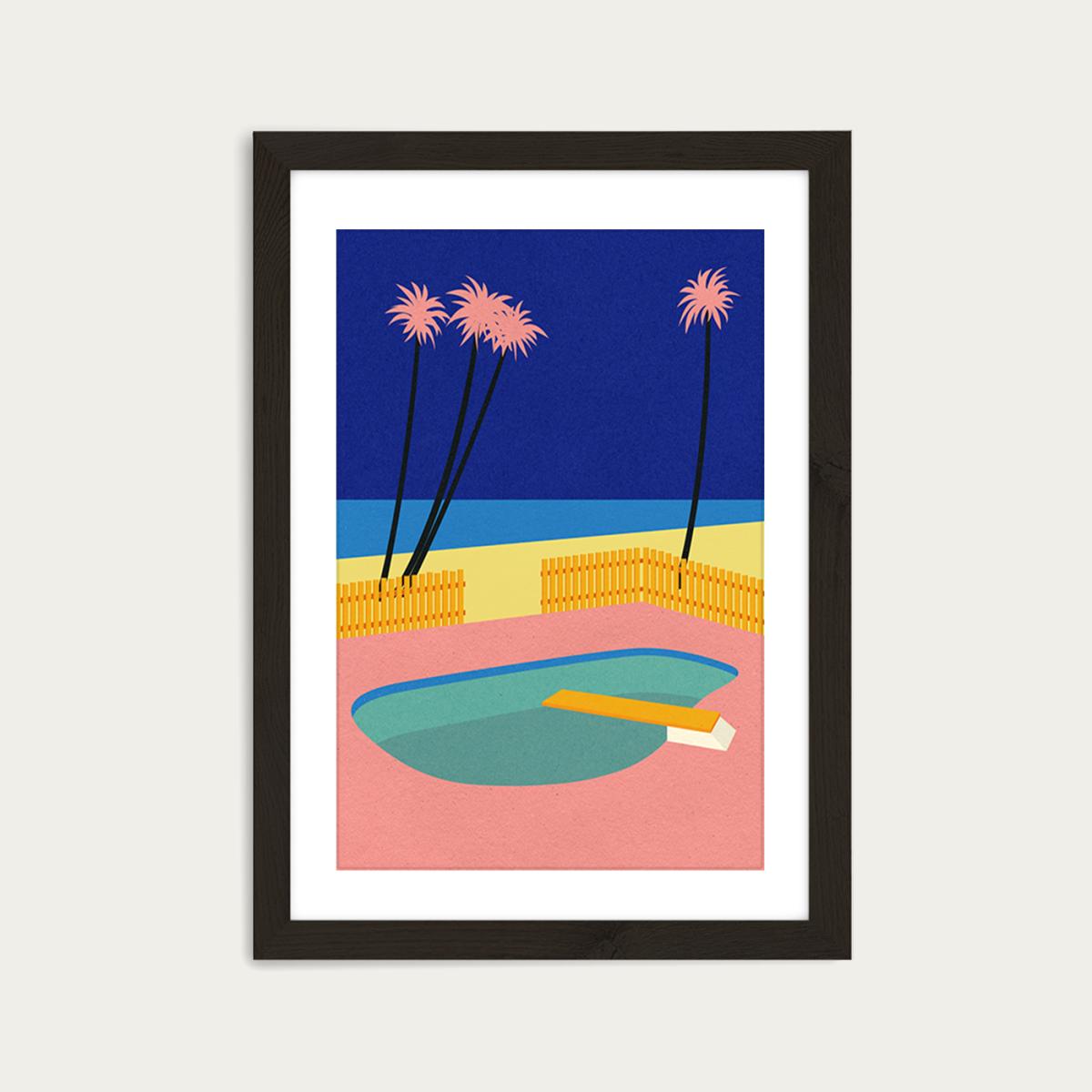 Malibu Beach Art Print Black Frame – image 1