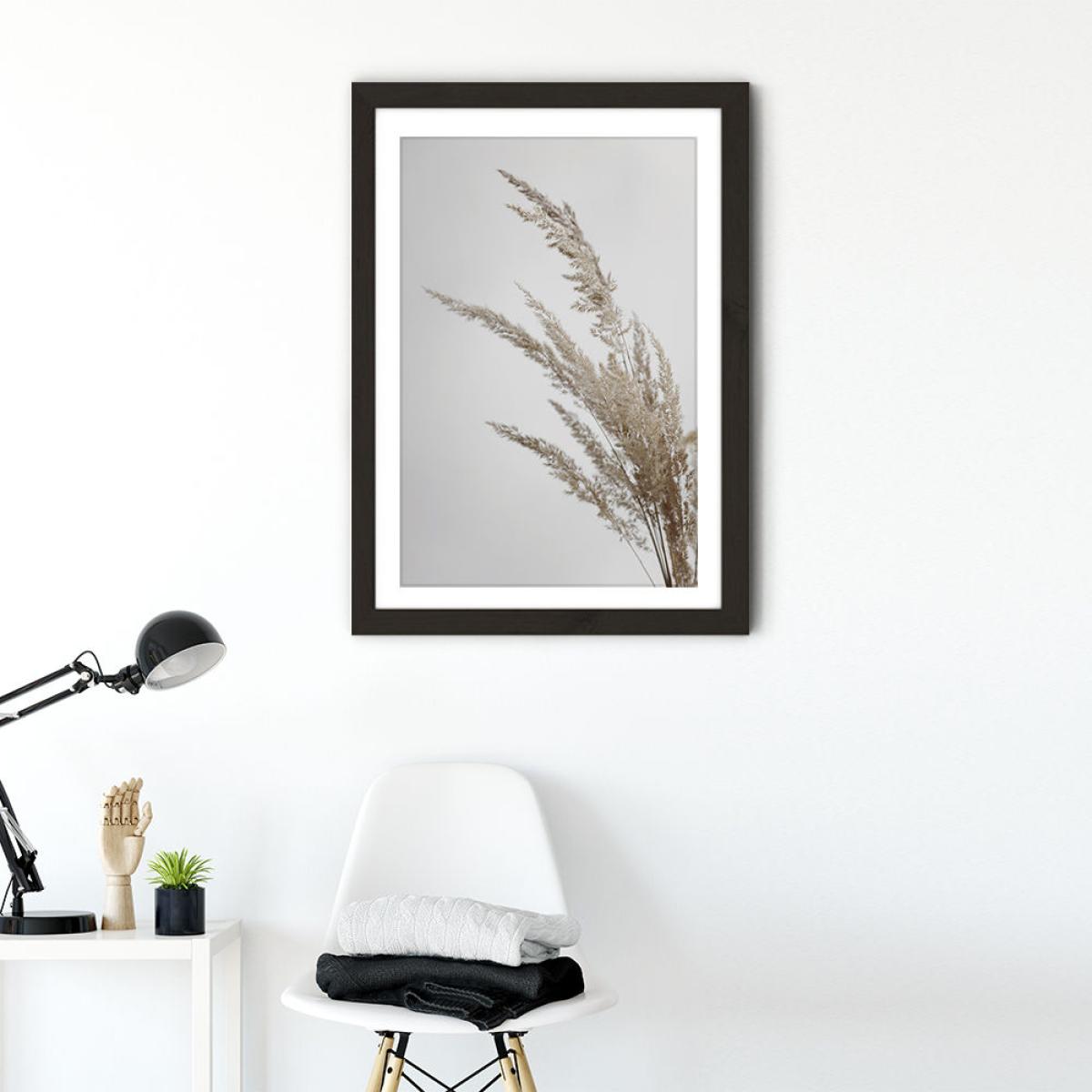 Soft Natural Pampas Grass Art Print Black Frame – image 2