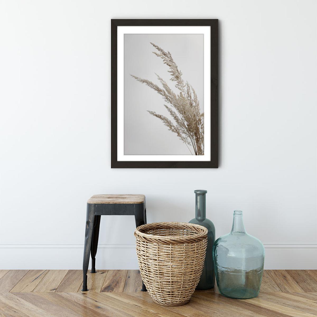 Soft Natural Pampas Grass Art Print Black Frame – image 3