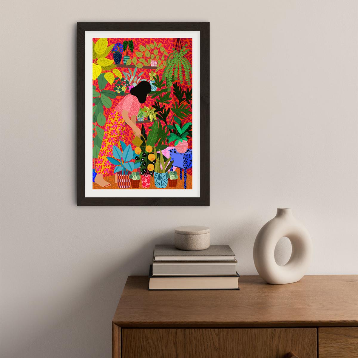 Watering My Plants Art Print Black Frame – image 2