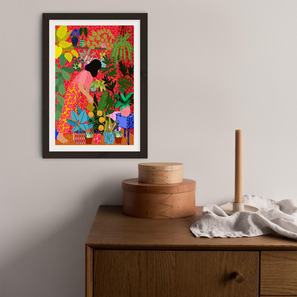 Watering My Plants Art Print Black Frame – image 3
