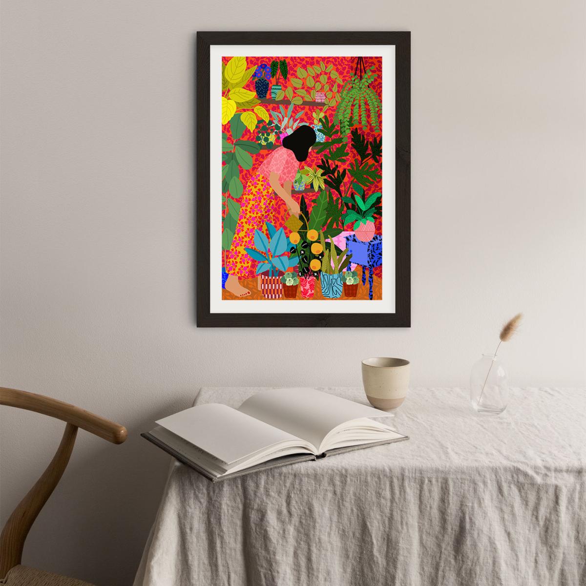 Watering My Plants Art Print Black Frame – image 4