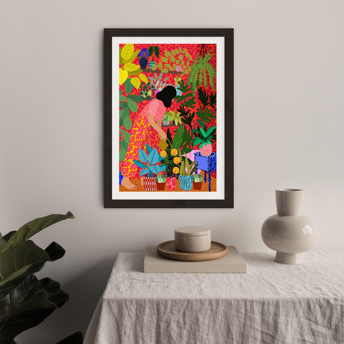 Watering My Plants Art Print Black Frame – image 5