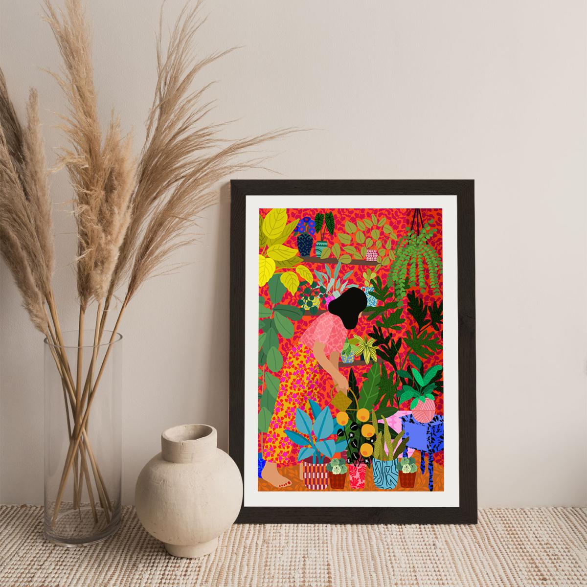 Watering My Plants Art Print Black Frame – image 6