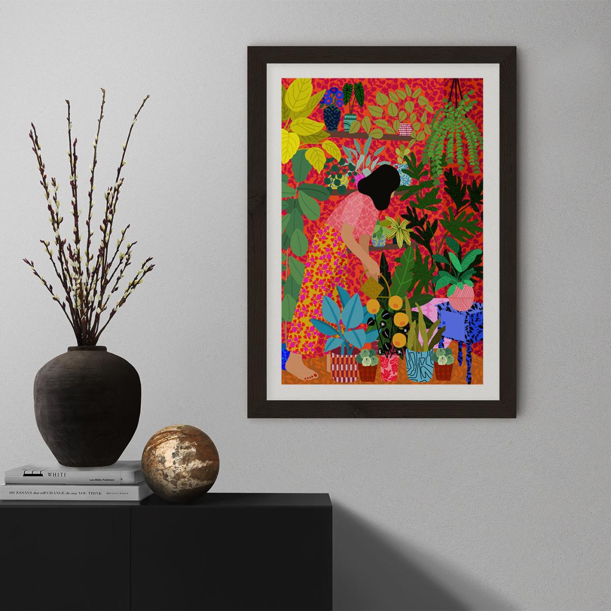 Watering My Plants Art Print Black Frame – image 7