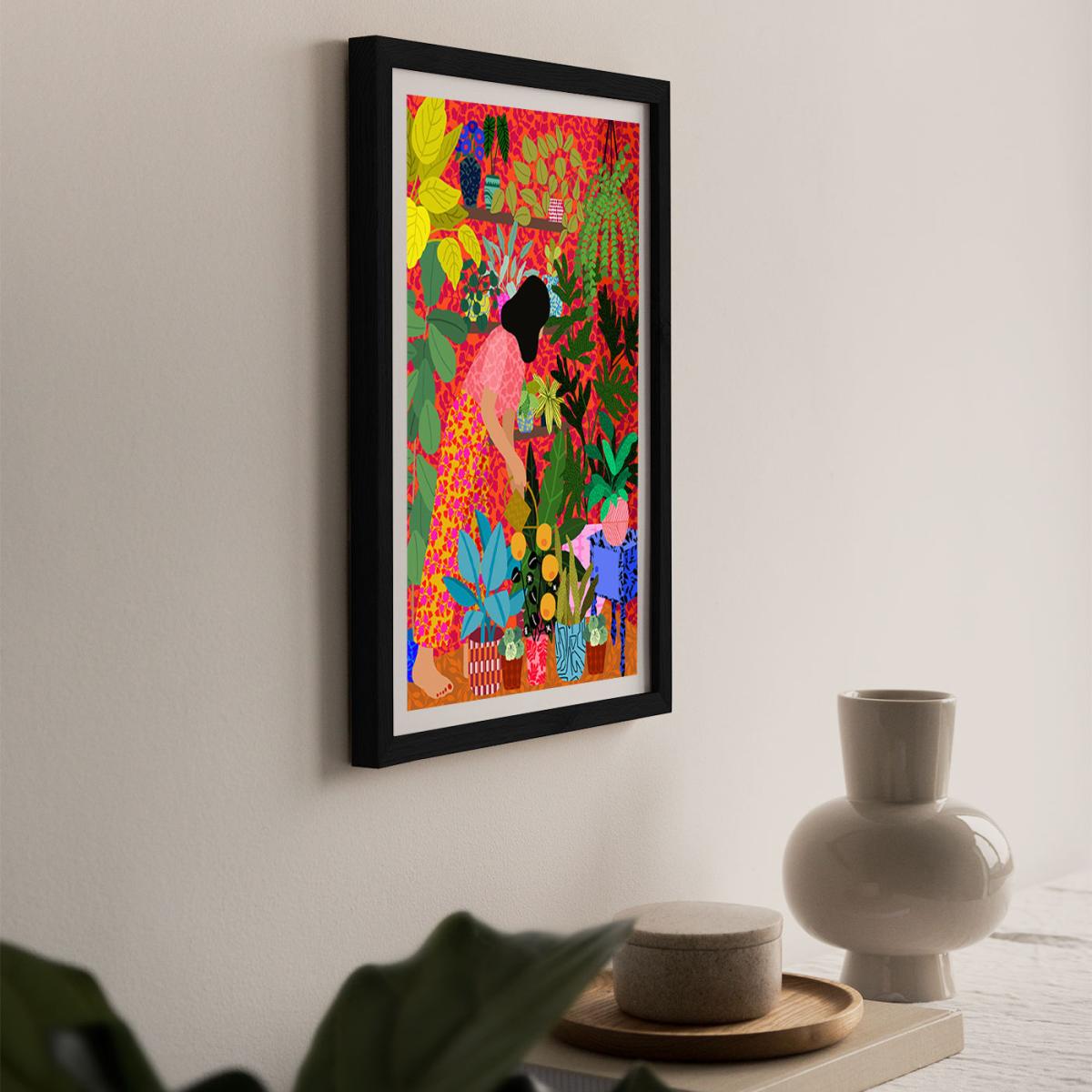 Watering My Plants Art Print Black Frame – image 8