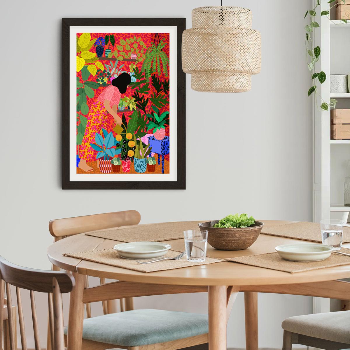 Watering My Plants Art Print Black Frame – image 9