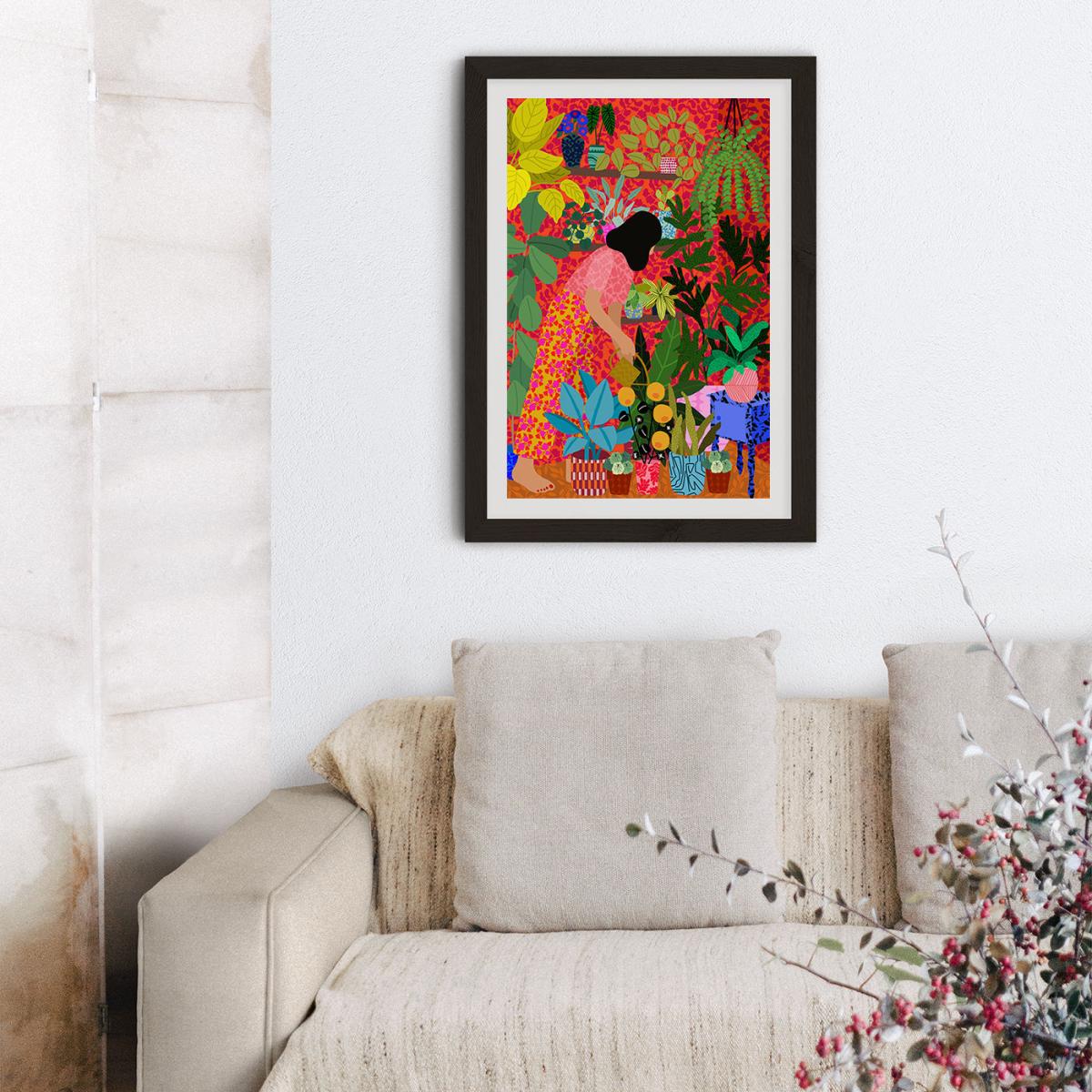 Watering My Plants Art Print Black Frame – image 10