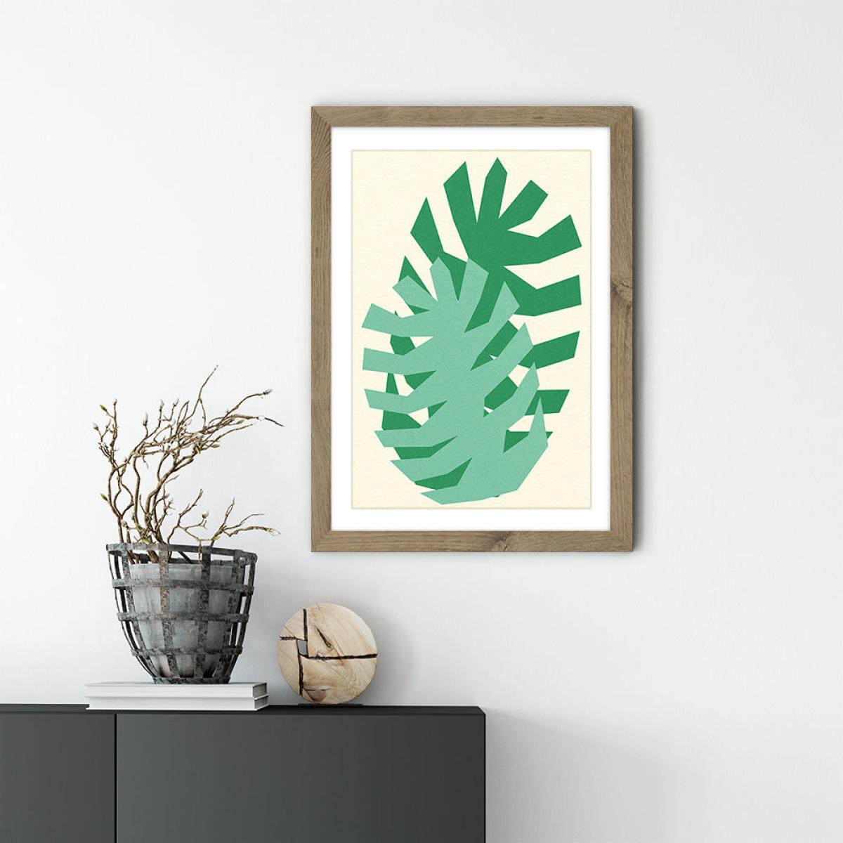 Two Palm Leafs Art Print Oak Frame – image 2
