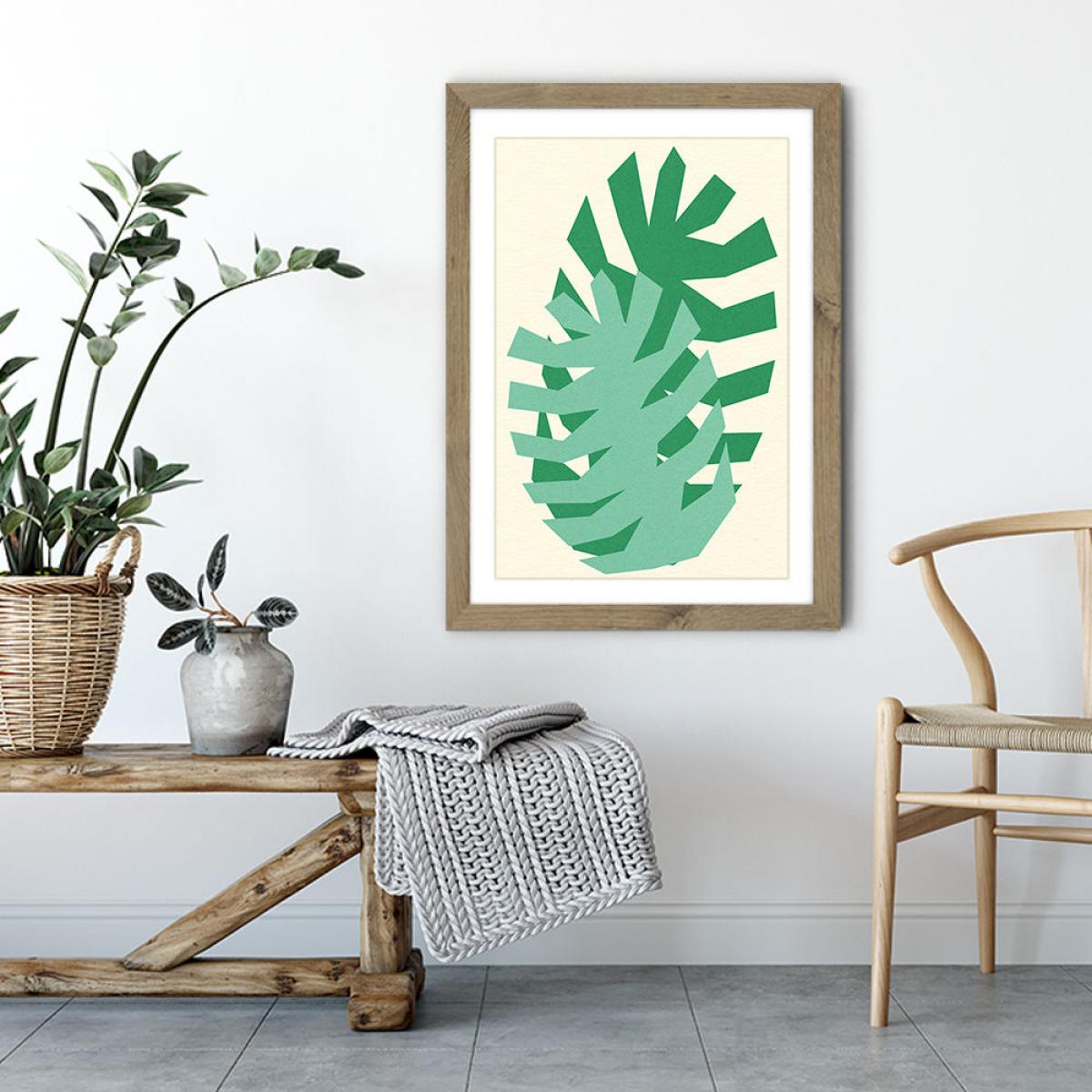 Two Palm Leafs Art Print Oak Frame – image 4