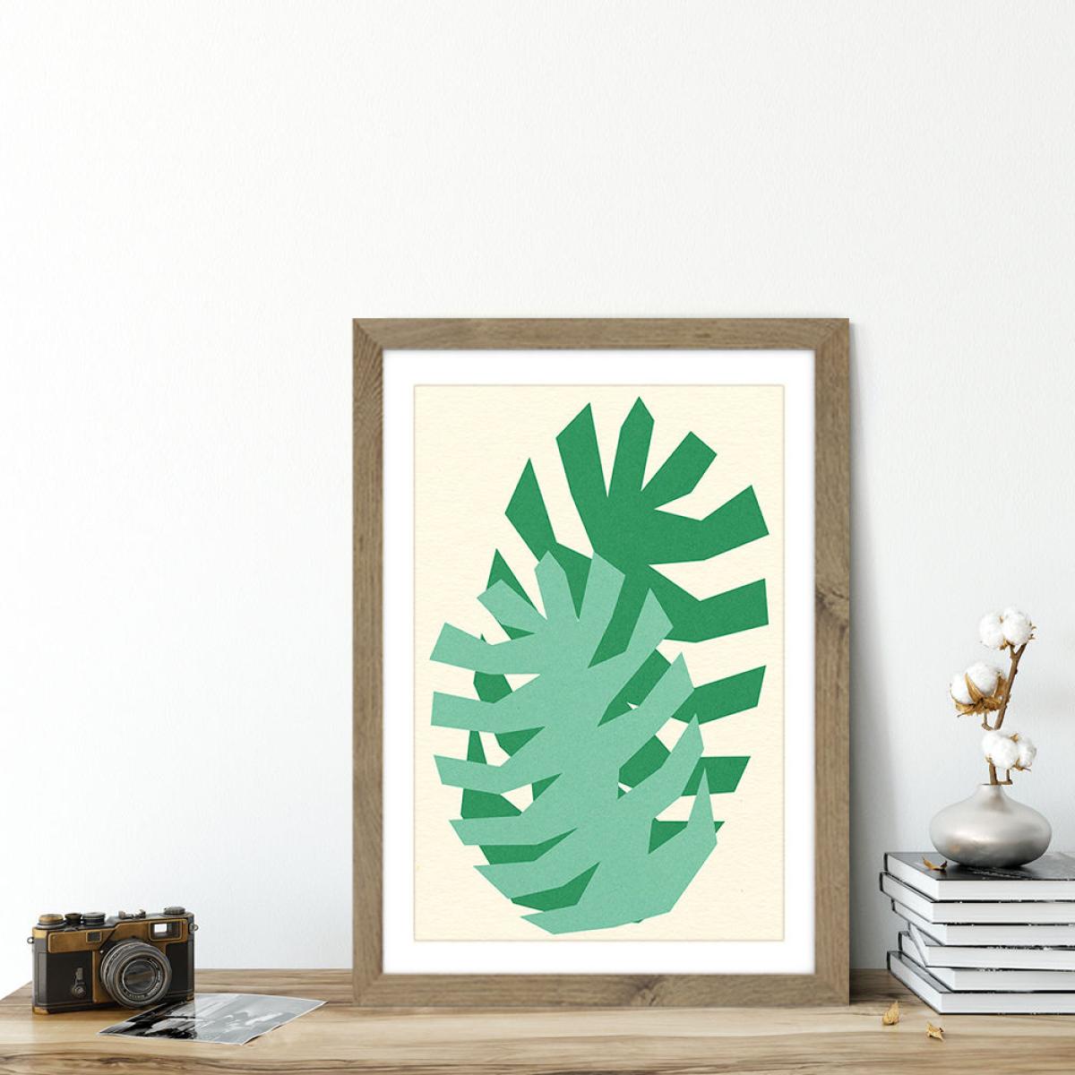 Two Palm Leafs Art Print Oak Frame – image 5