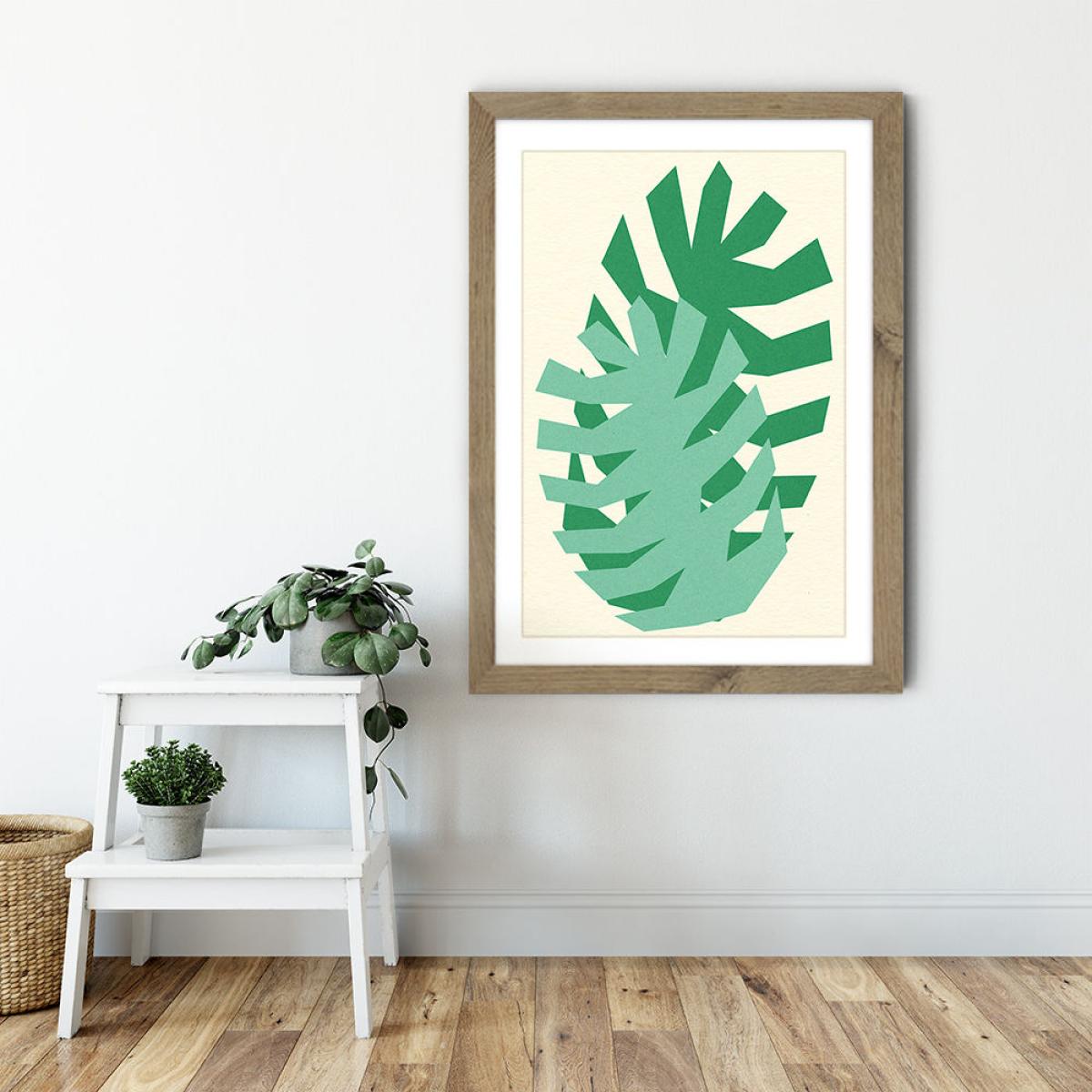 Two Palm Leafs Art Print Oak Frame – image 6