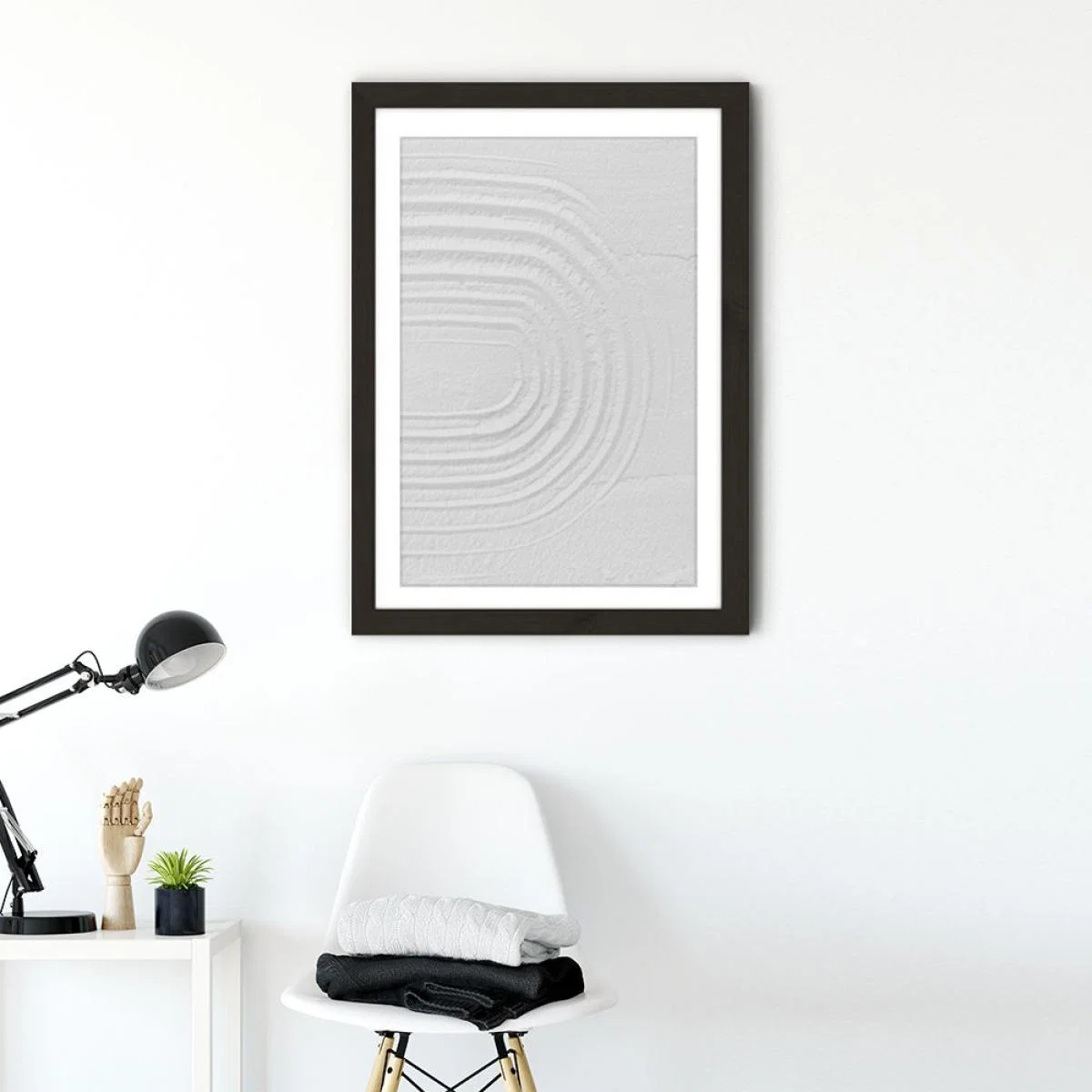 White Textures I - Minimal Rainbow Art Print Black Frame – image 2