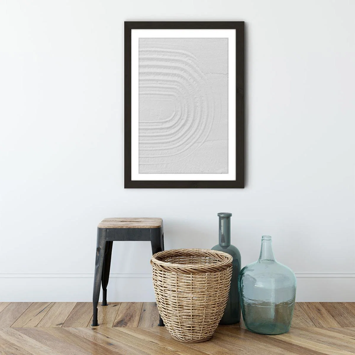White Textures I - Minimal Rainbow Art Print Black Frame – image 3