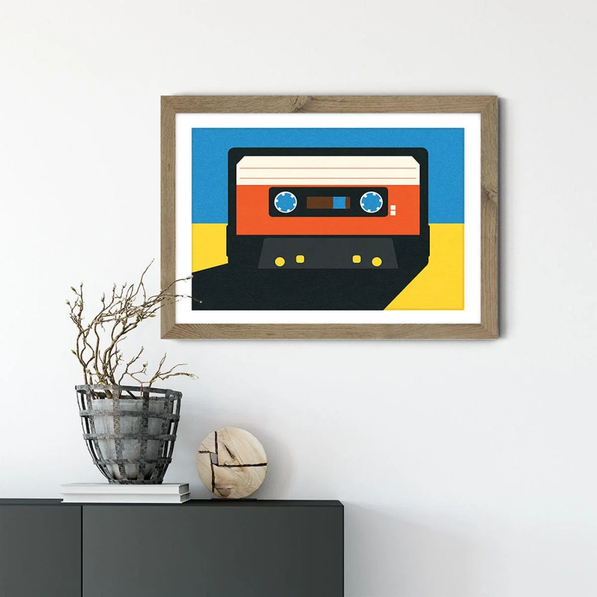 Black Tape Art Print Oak Frame – image 2