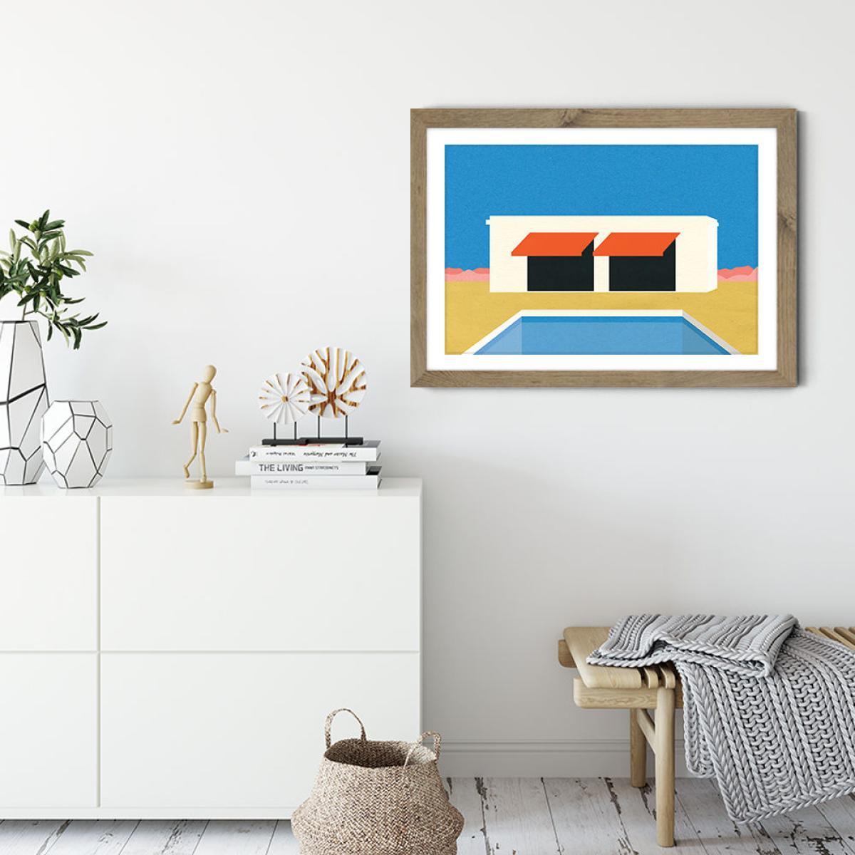 Nevada Pool House Art Print Oak Frame – image 5