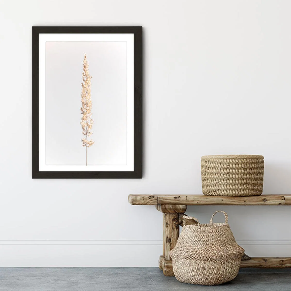 Minimal Pampas Grass on White Art Print Black Frame – image 6