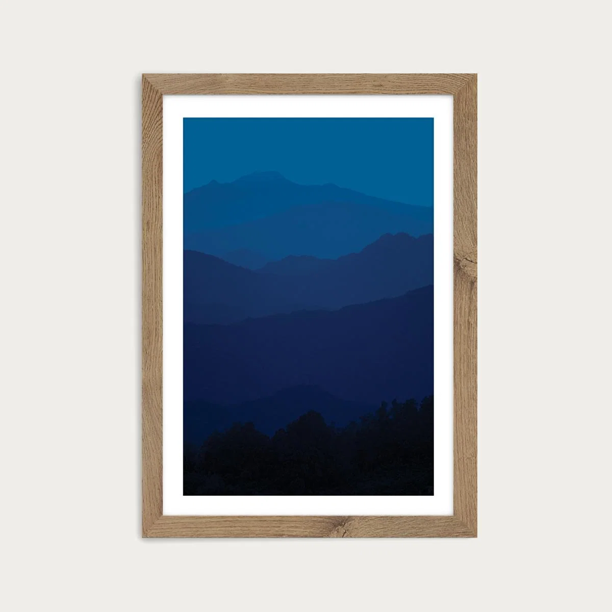 The Mountains Art Print Oak Frame – image 1