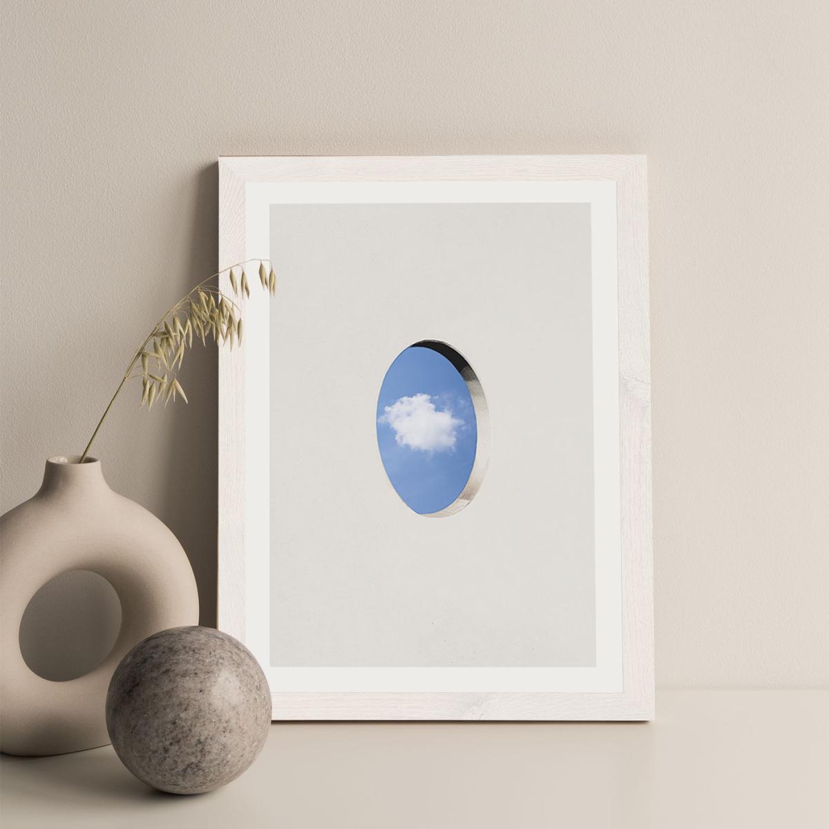 Round Window Wall Cloud Art Print White Frame – image 2