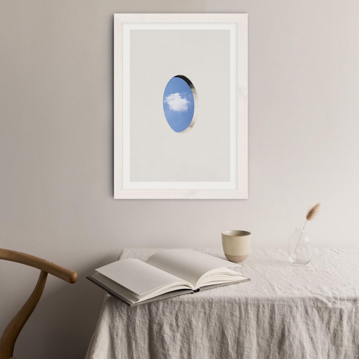 Round Window Wall Cloud Art Print White Frame – image 3