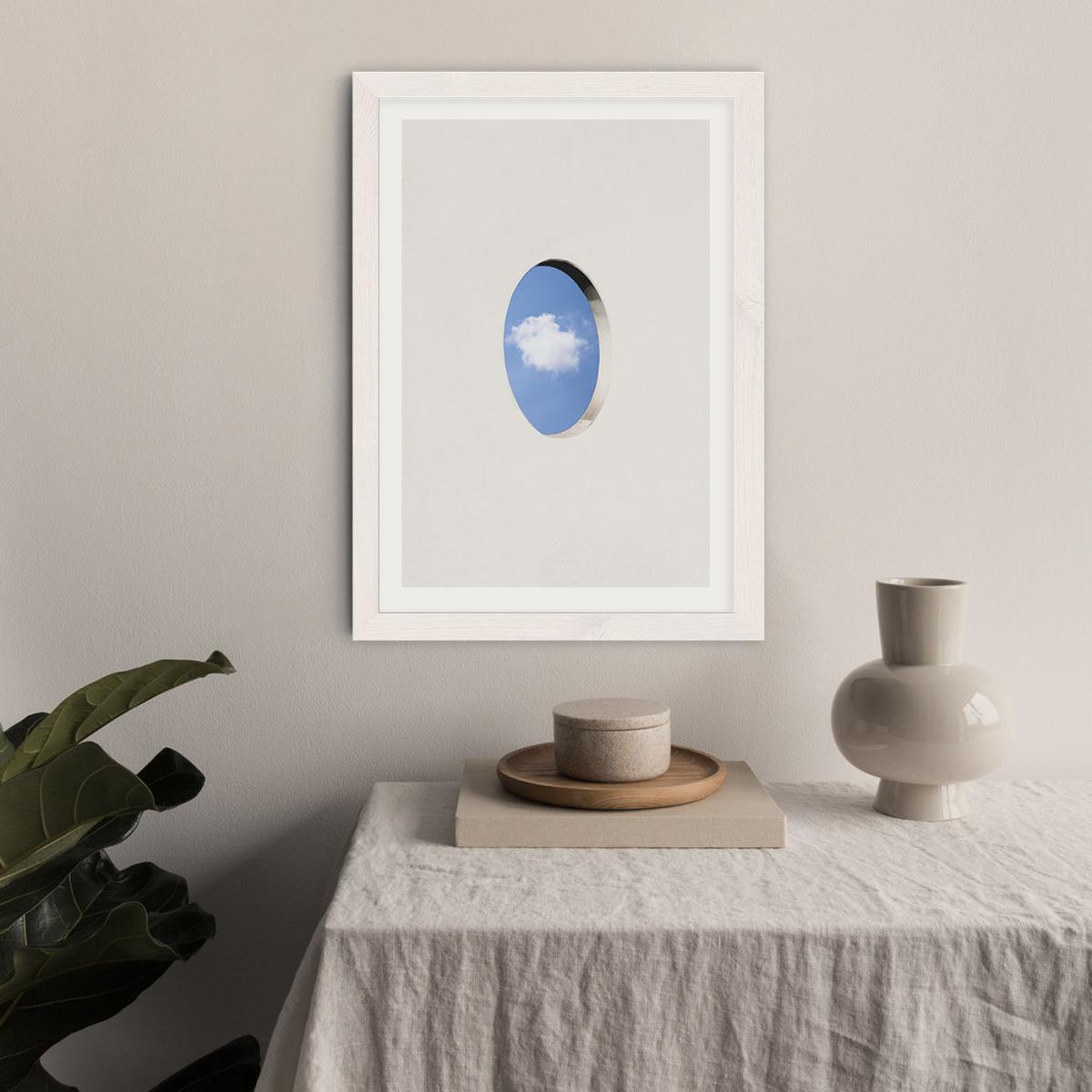 Round Window Wall Cloud Art Print White Frame – image 4