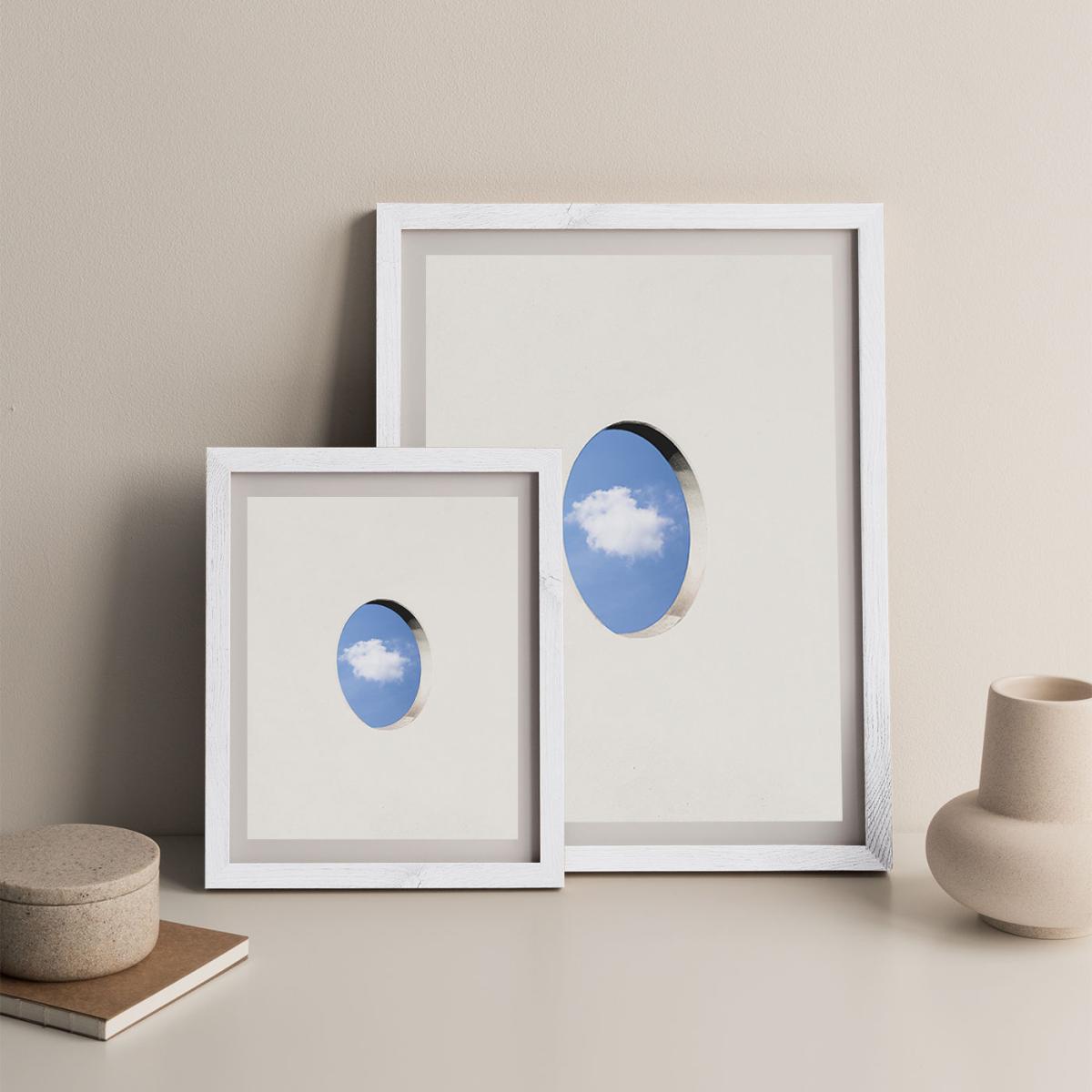 Round Window Wall Cloud Art Print White Frame – image 5