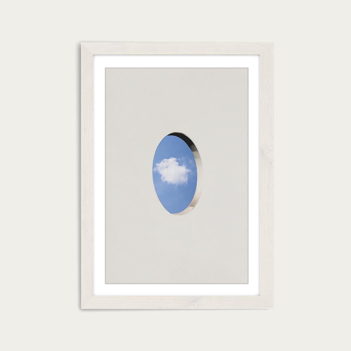 Round Window Wall Cloud Art Print White Frame – image 1