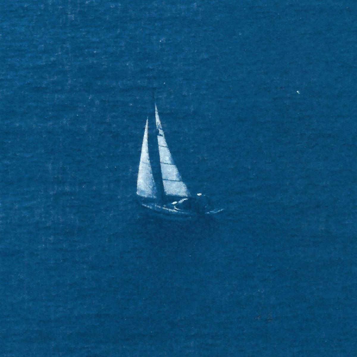 Misty Sailboat Journey Handmade Cyanotype Art Print – image 3