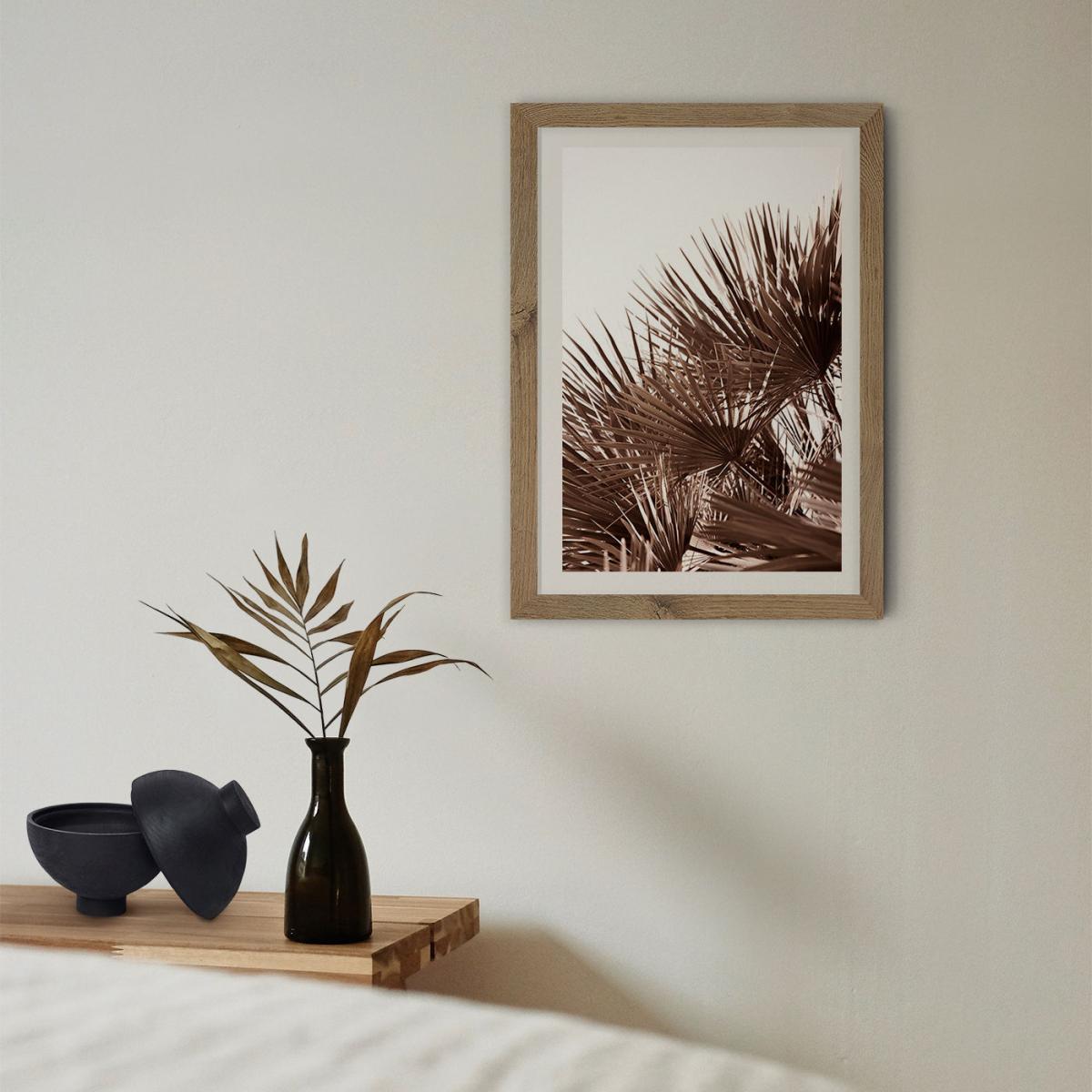 Gorgeous Golden Palm Leafes Art Print Oak Frame – image 11