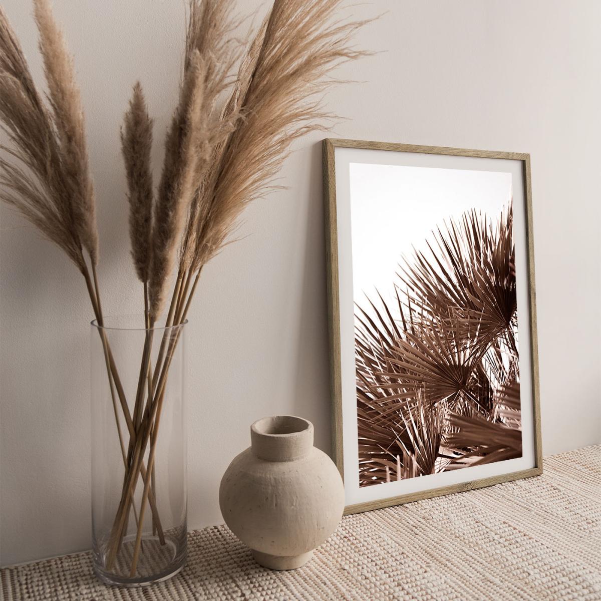 Gorgeous Golden Palm Leafes Art Print Oak Frame – image 3