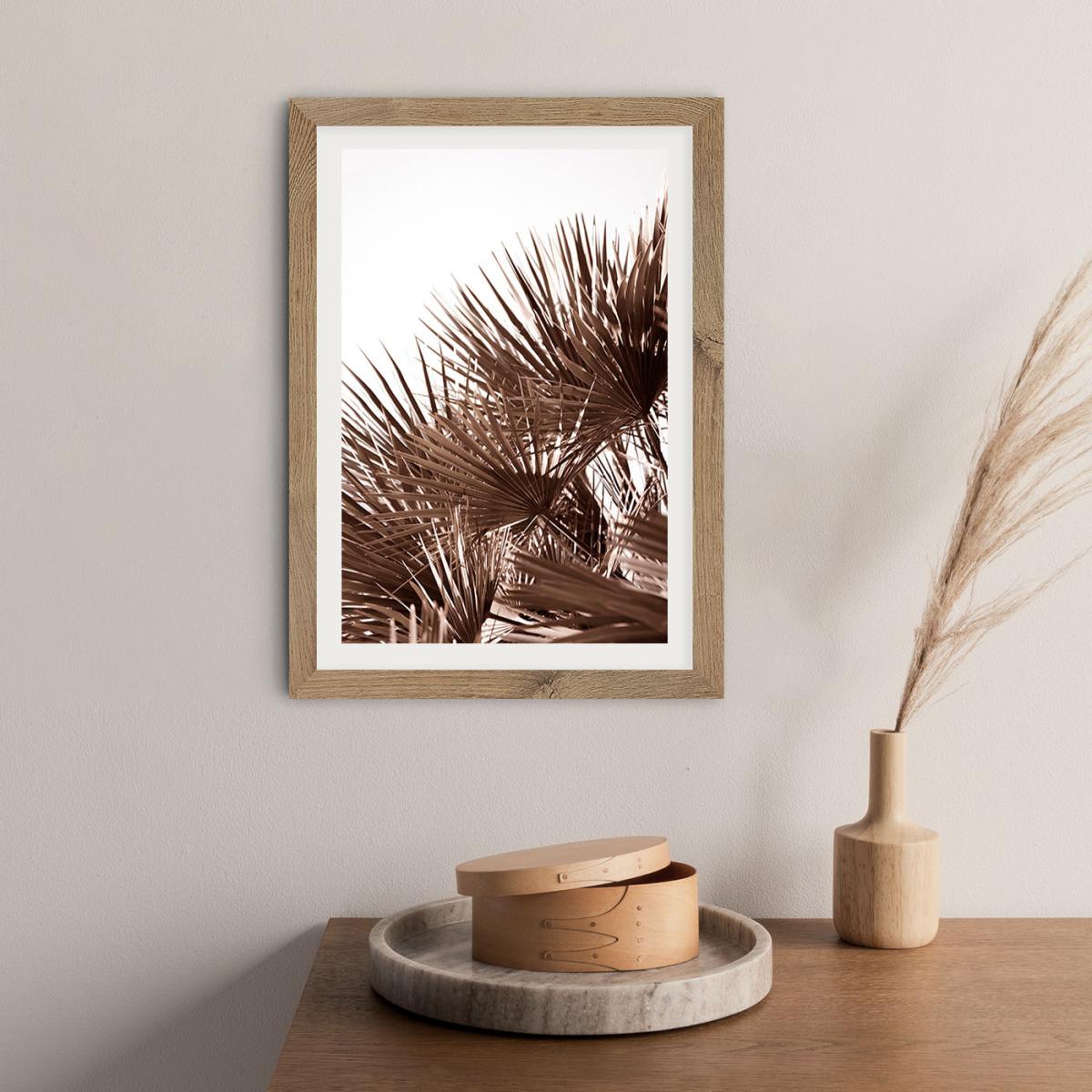 Gorgeous Golden Palm Leafes Art Print Oak Frame – image 7
