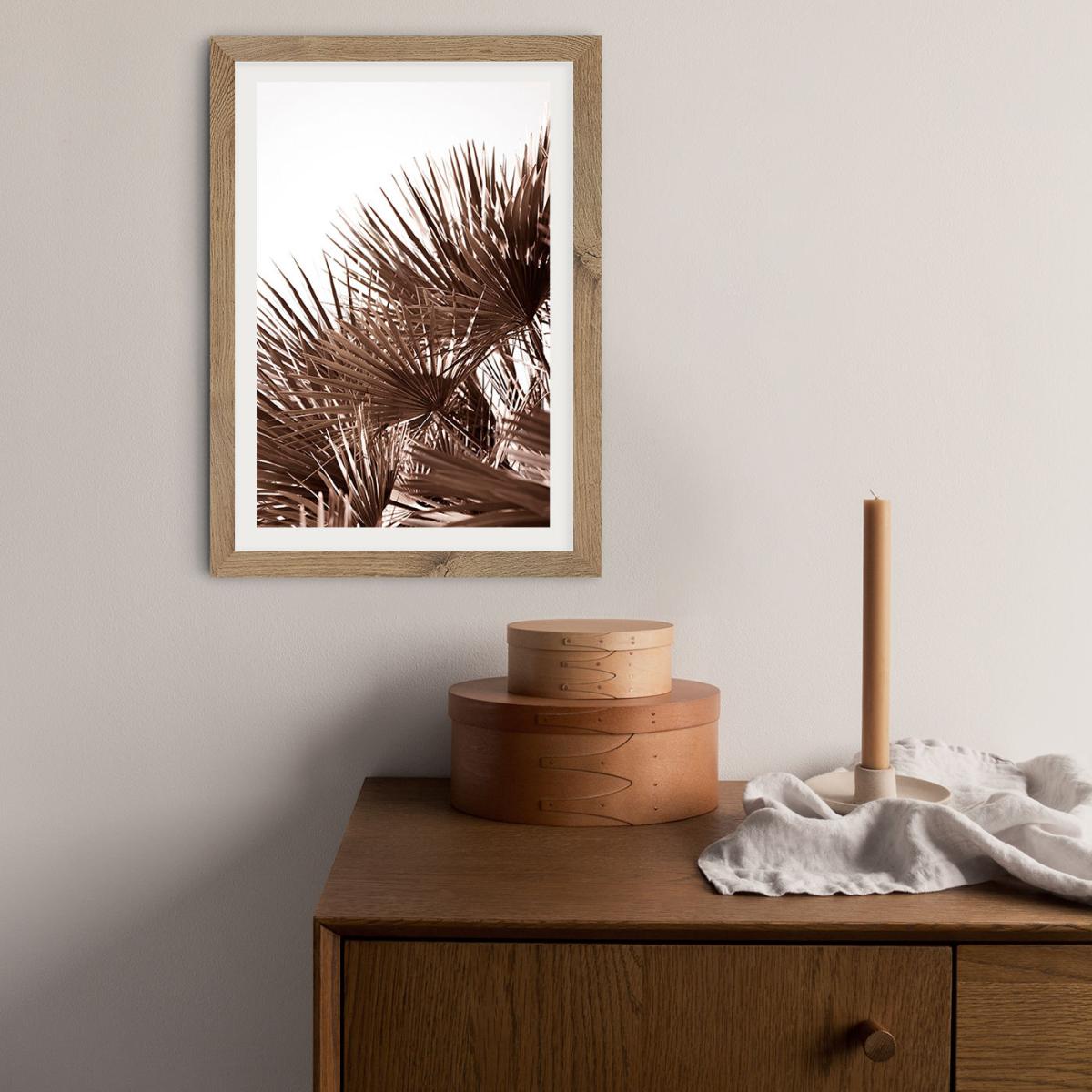 Gorgeous Golden Palm Leafes Art Print Oak Frame – image 9